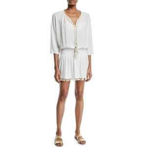 Ramy Brook Katana 3/4-Sleeve Fringe Coverup Dress